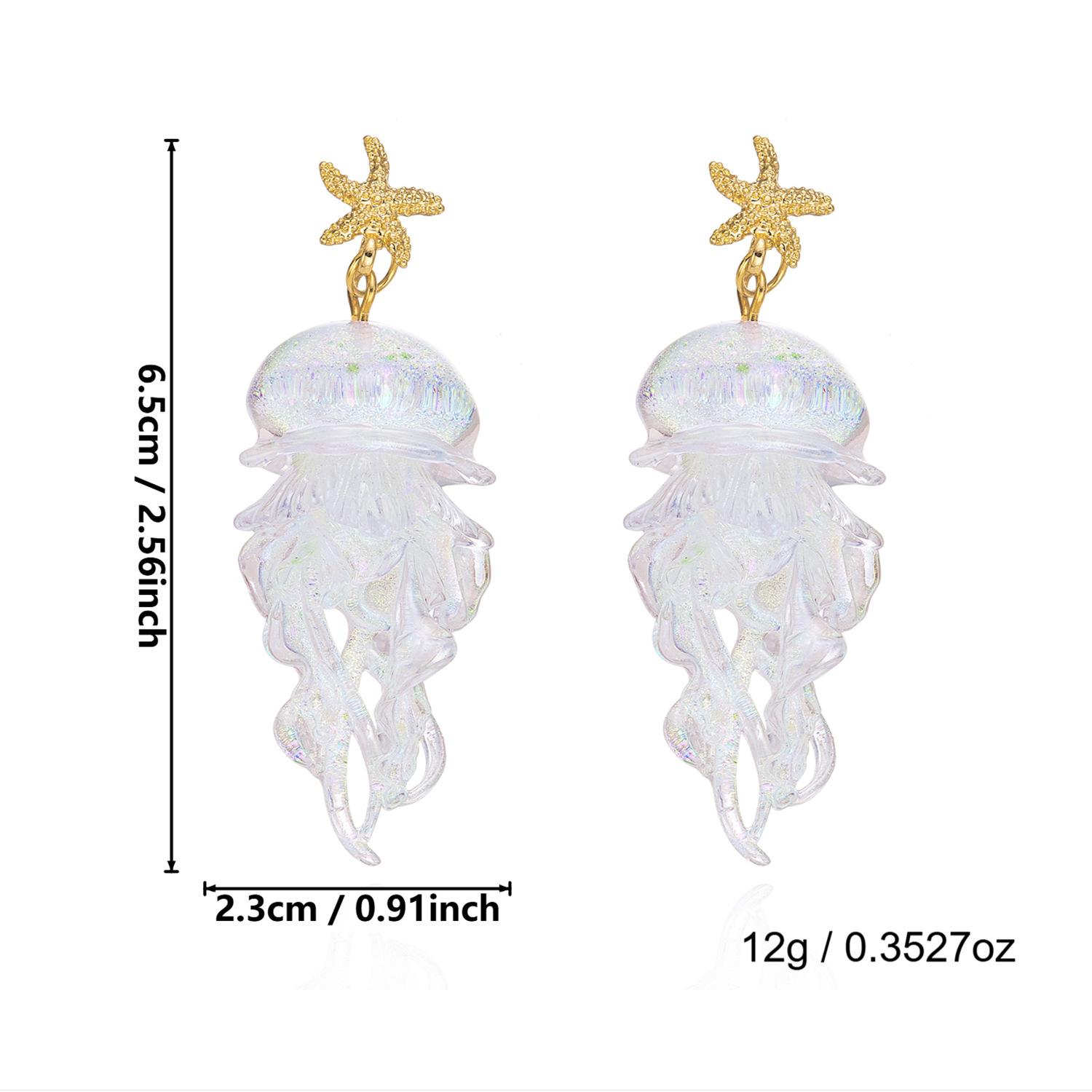 

Women s New Earrings: Ocean Vacation Style Starfish Gradient Jellyfish Acrylic Earrings with Creative Design and Unique Style 1
