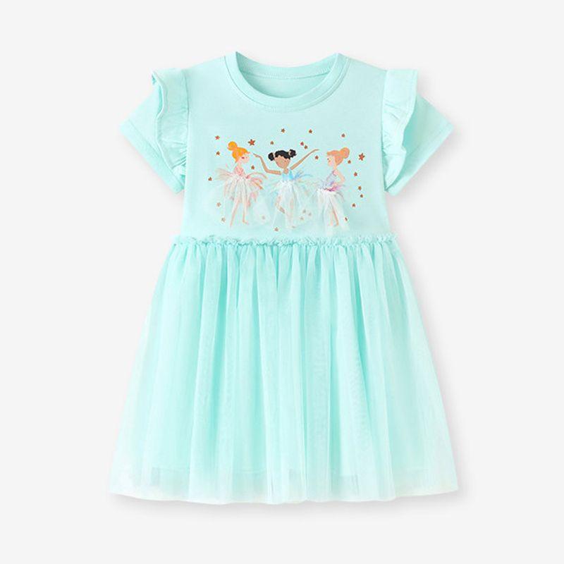 

Платья, Европейский и Американский Стиль, Юбки-пачки из Чистого Хлопка для Маленьких Детей, Детская Одежда, Платья-Принцессы с Круглым Вырезом и Коротким Рукавом Light Green 2Y/90 Size Recommended Height 80-90cm