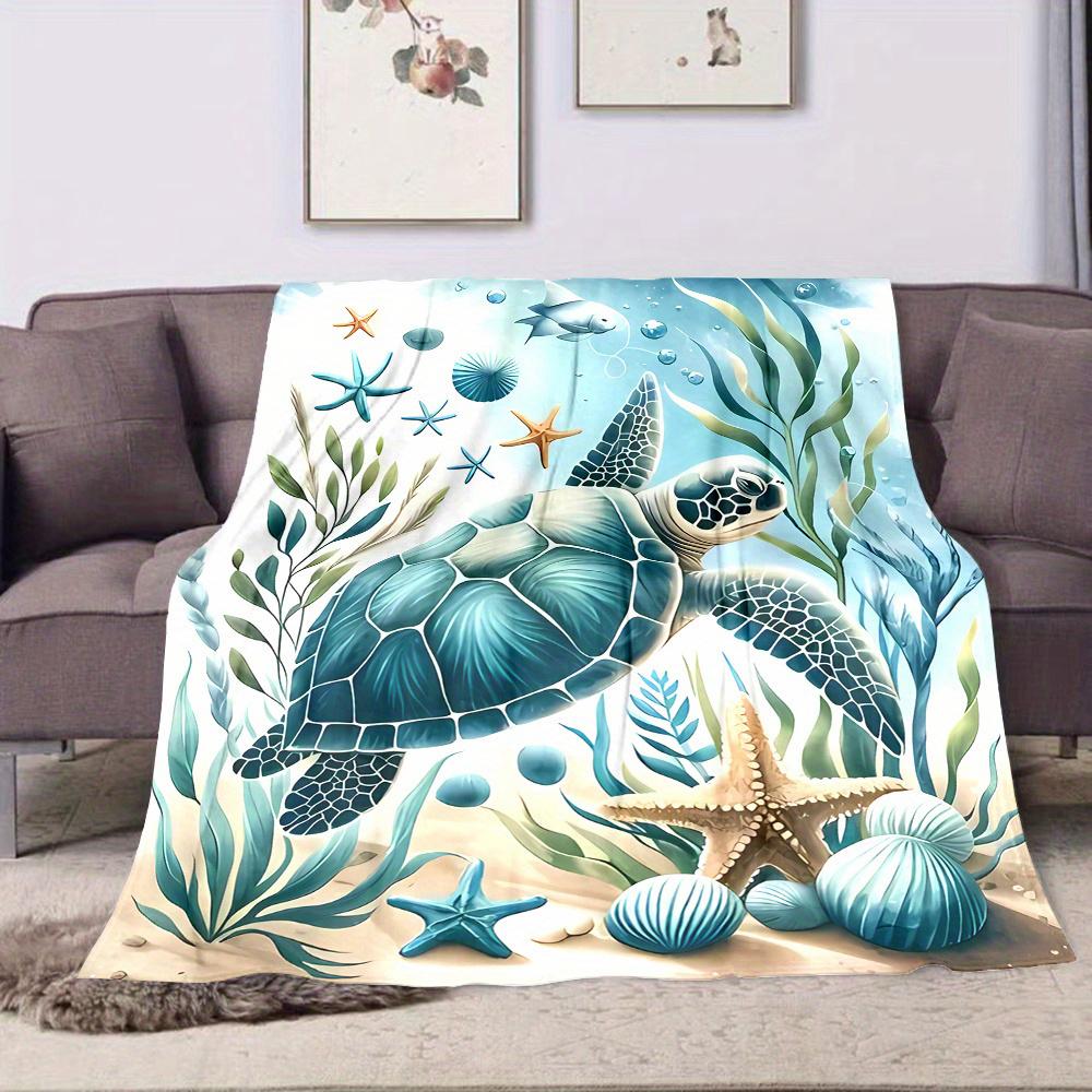 Sea Turtle Printed Blanket , Warm and Comfortable Throw Blanket Sofa Bed Sofa Camping Trip, the Best Gift.