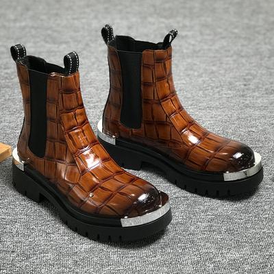 2026 Spring Autumn Fashion Mens Chelsea Boots Thick Sole 3cm Brand Men Ankle Boots Party Male Footwear Black Yellow Plus Size 45