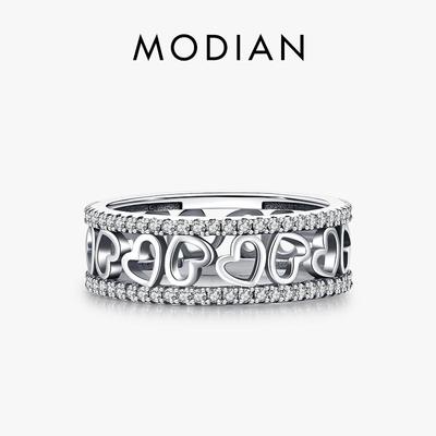 Modian 925 Sterling Silver Exquisite Irregular Hearts Finger Rings Fashion Stackable Vintage Ring For Women Fine Jewelry