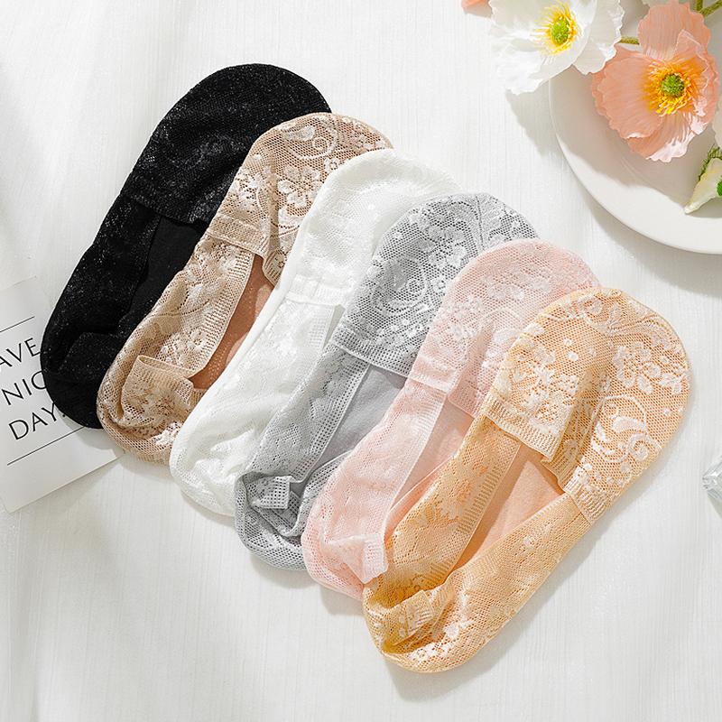 5 Pairs Women Sexy Lace Floral Socks Female Invisible Socks Boat Socks