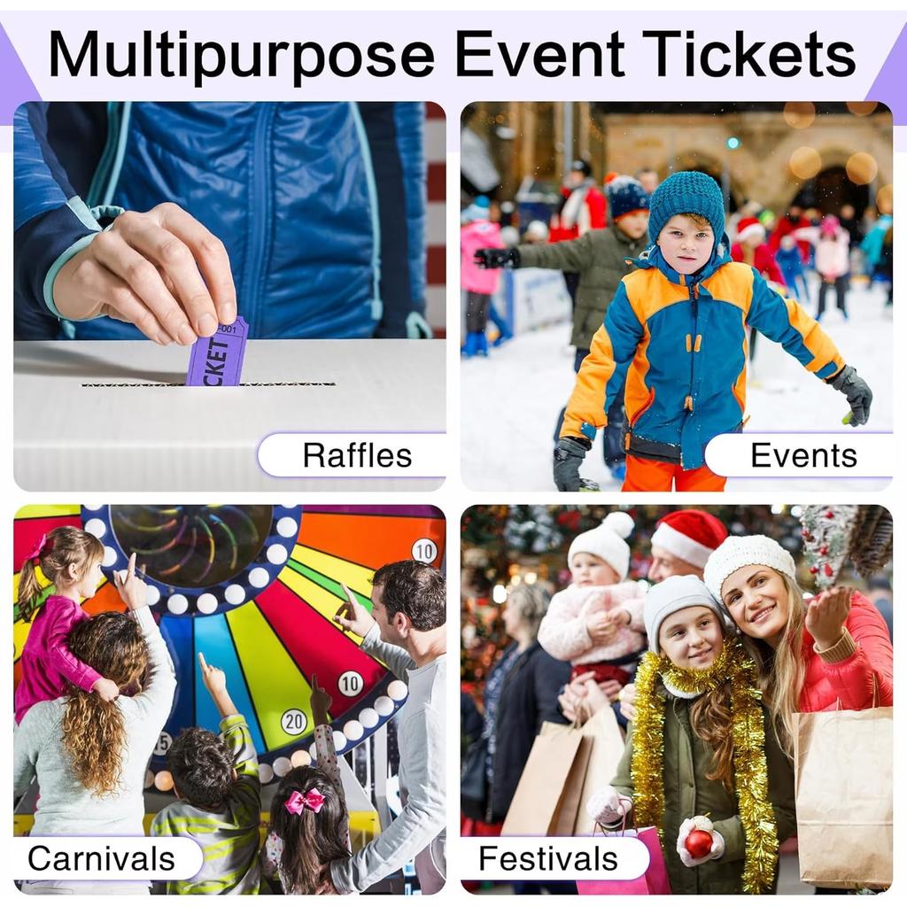 500 Raffle Tickets Double Roll, Raffle Tickets Roll with Name and Phone Number, for Raffle, Events, Class Reward Door Prize Halloween Party (Purple)