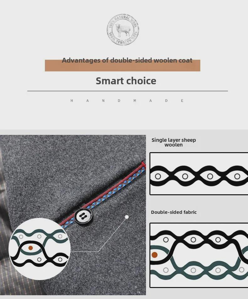 Abrigo de Lana de Largo Medio para Hombre con Piel de Visón, Forro Desmontable de Plumón de Ganso y Cuello Mao