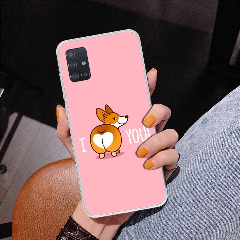 Cartoon Corgi Cute Dog Phone Case For Samsung Galaxy A52 A32 A22 A12 A51 A31 A50S A30S A20S A10S Note 20 Ultra 10 Plus S10 A72 A