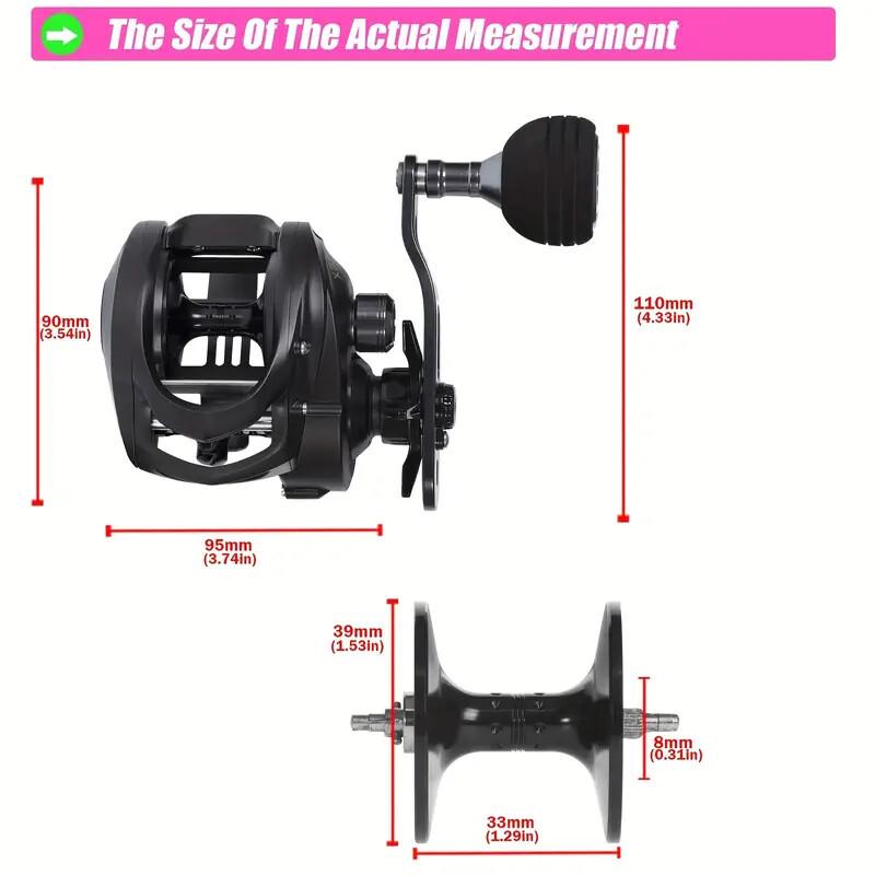 Baitcaster Fishing Reel, 300 Size Baitcasting Reel, 17kg Max Drag, Freshwater & Saltwater Low Profile Casting Reel for Musky,