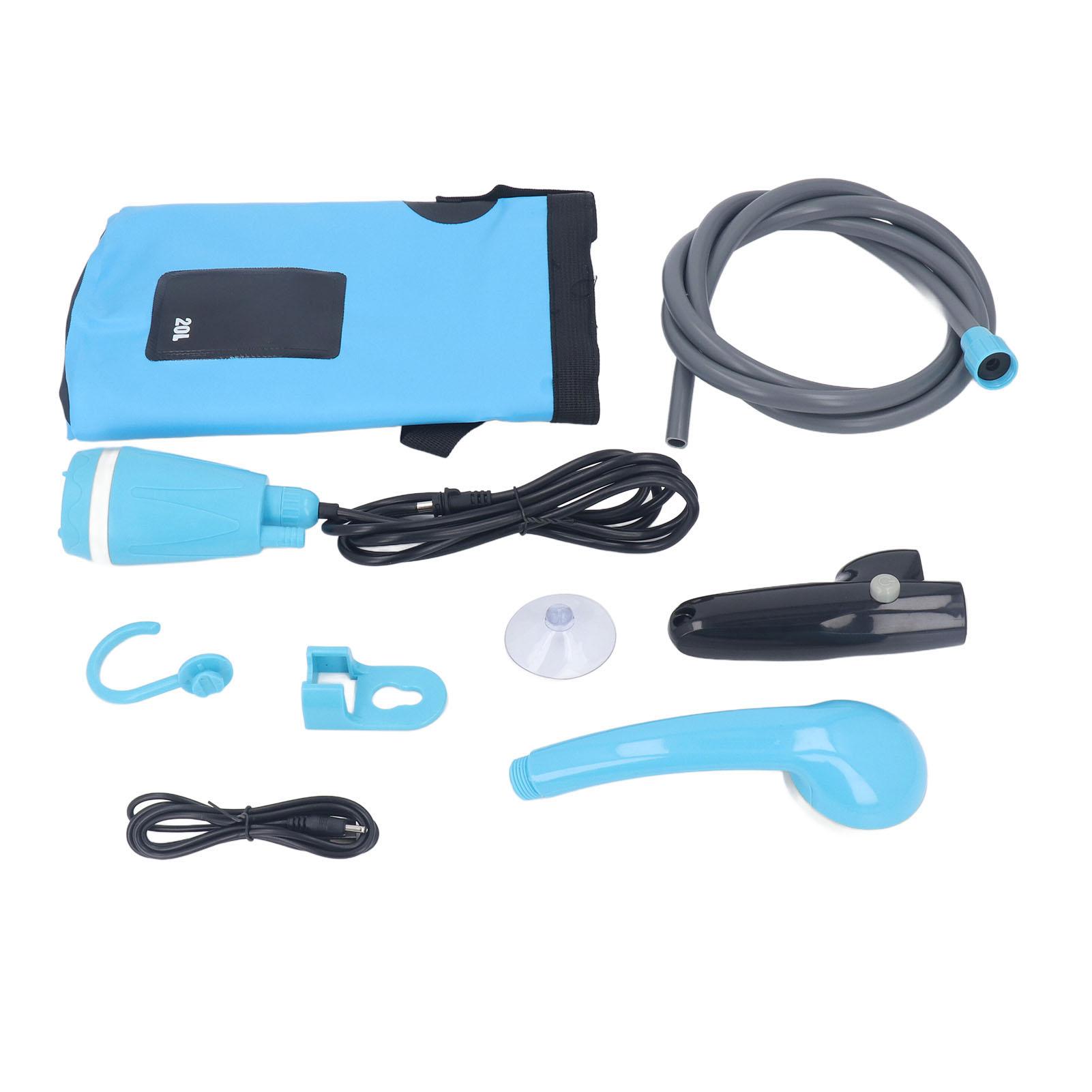 Portable Outdoor Shower USB Rechargeable 2200mAh Battery Powered DC5V Portable Camping Shower with 20L Bucket for Outdoor