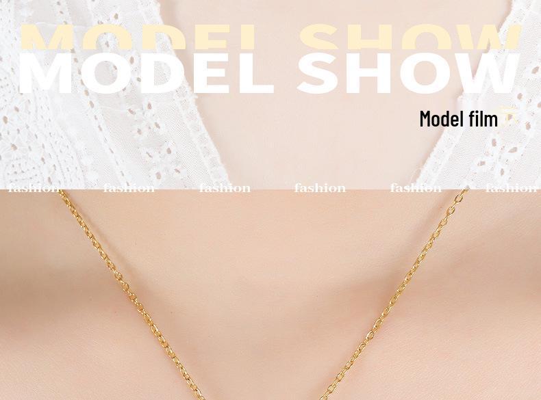 Elegant Black Zircon Oval Pendant Necklace - Gold-Plated Versatile Clavicle Chain for Women