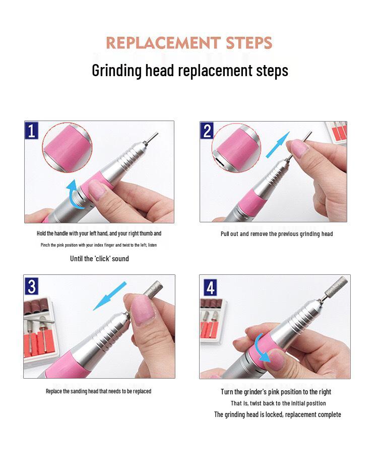 Elegant White 202 Electric Nail Grinder & Polisher, 30,000 RPM