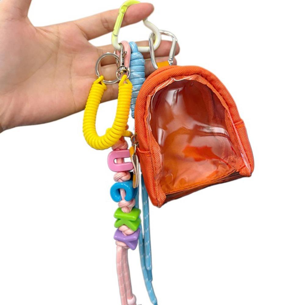 

With Keychain Mini Outdoor Doll Bag Earphone Storage Badge Display Bag Doll Storage Pouch Earphone помаранчевий
