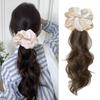 Scrunchie Satin Hair Bands Ponytail White Blue Pony Tail Hairpiece  for Women