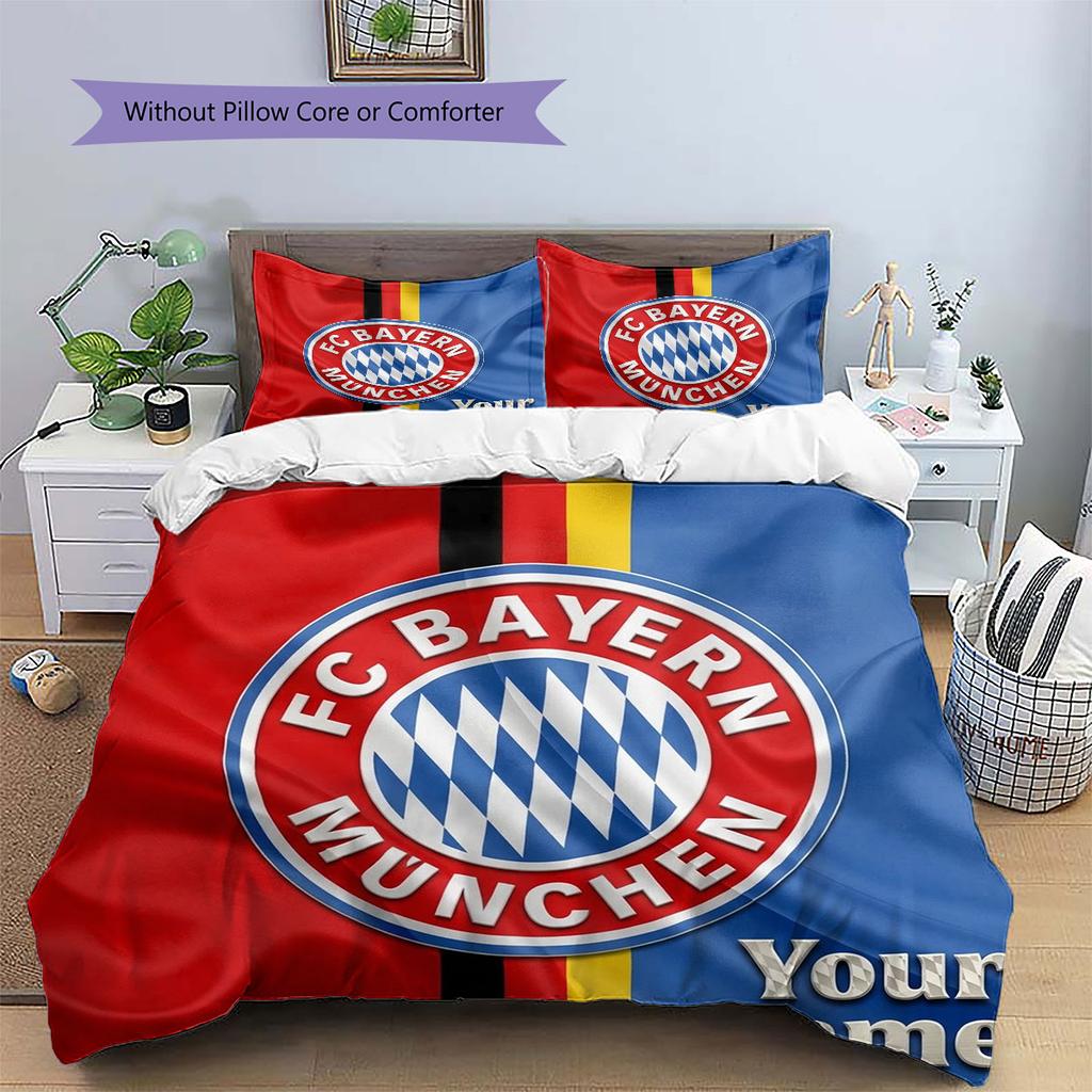 FC Bayern Munchen Custom Name Pattern Bedding,Quilt Set Quilt Cover Pillowcase Home Birthday Gift(1 * duvet cover + 2 * pillowcase, without core)