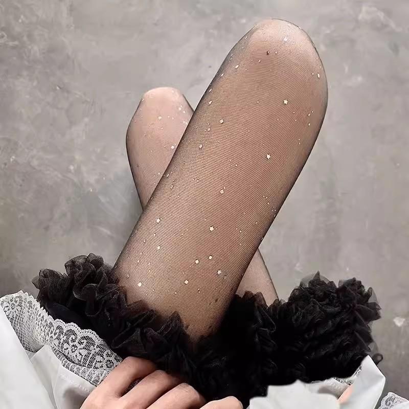 Jk White Stockings For Women With Butterfly Pattern Summer Thin Tights Nightclub Fashion