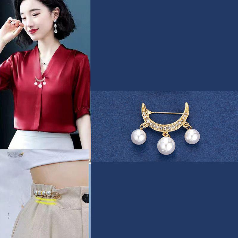 High-end Brooch Small Brooch Anti-glare Brooch At The Neckline Hidden Buckle Waist Pin Low Neckline Anti-glare Collar Pin