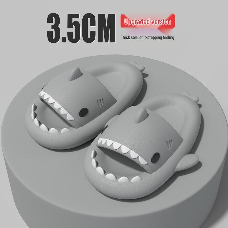 4cm Thick Sole Shark Slippers: Fun Cartoon EVA Slippers for Women, Men & Kids - Unique Stepping Sensation