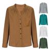 Women Shirt V Neck Long Sleeve Button Down Spring Summer Casual Tops