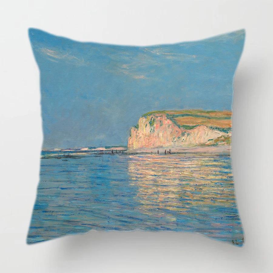 Oil Painting Throw Decorative Pillow Case Landscape Painting Polyester Printing Cushion Cover Sofa Bedroom Chair Home Decor