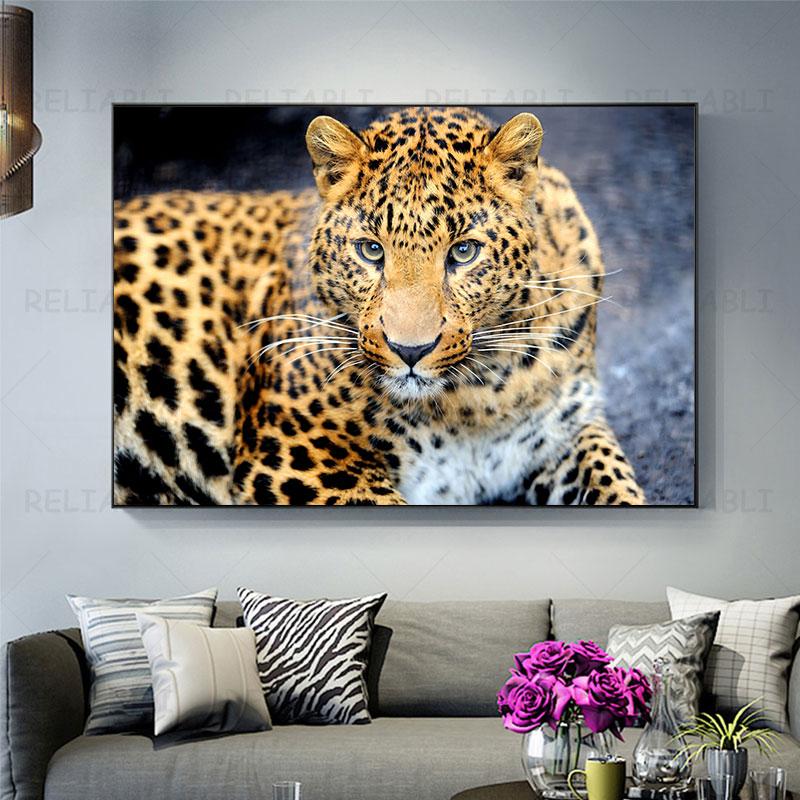 Poze cool cu ​​leopard, postere și imprimeuri, pictură cu animale sălbatice pe pânză, artă de perete cu animale, decor camera de zi, acasă