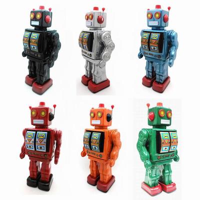 Electric Rotating Retro Robot Display Ornament - ME100 Tin Toy for Photography & Gifts