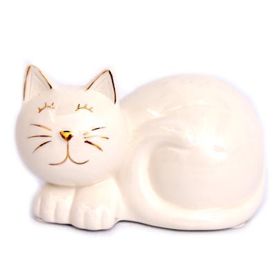 [A0005] - Ivory "Cat" Ceramic Figurine - 16x10 Cm