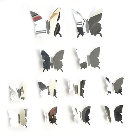 12Pcs PVC Butterfly 3D Mirror Removable Wall Sticker Decal DIY Art Home Decor