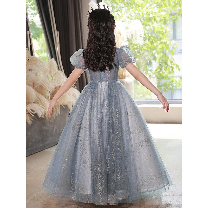 Autumn 2025 Light Luxury Princess Tulle Dress for Girls - Flower Girl, Piano Performance & Catwalk Costume