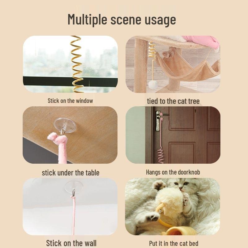 Self-Amusement Swinging Rabbit Fur Ball Cat Teaser Toy