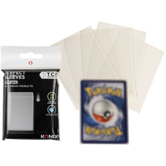 Protège-cartes - KONIX - Perfect Sleeves - 100 pochettes - Compatible Magic The Gathering, Pokémon -Transparent