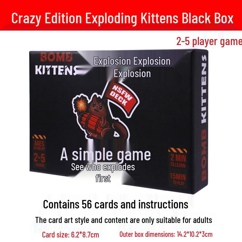 Взрывающиеся котята Двуязычная настольная игра про кошек: Набор карт «Анти-Человек» для вечеринок взрослых