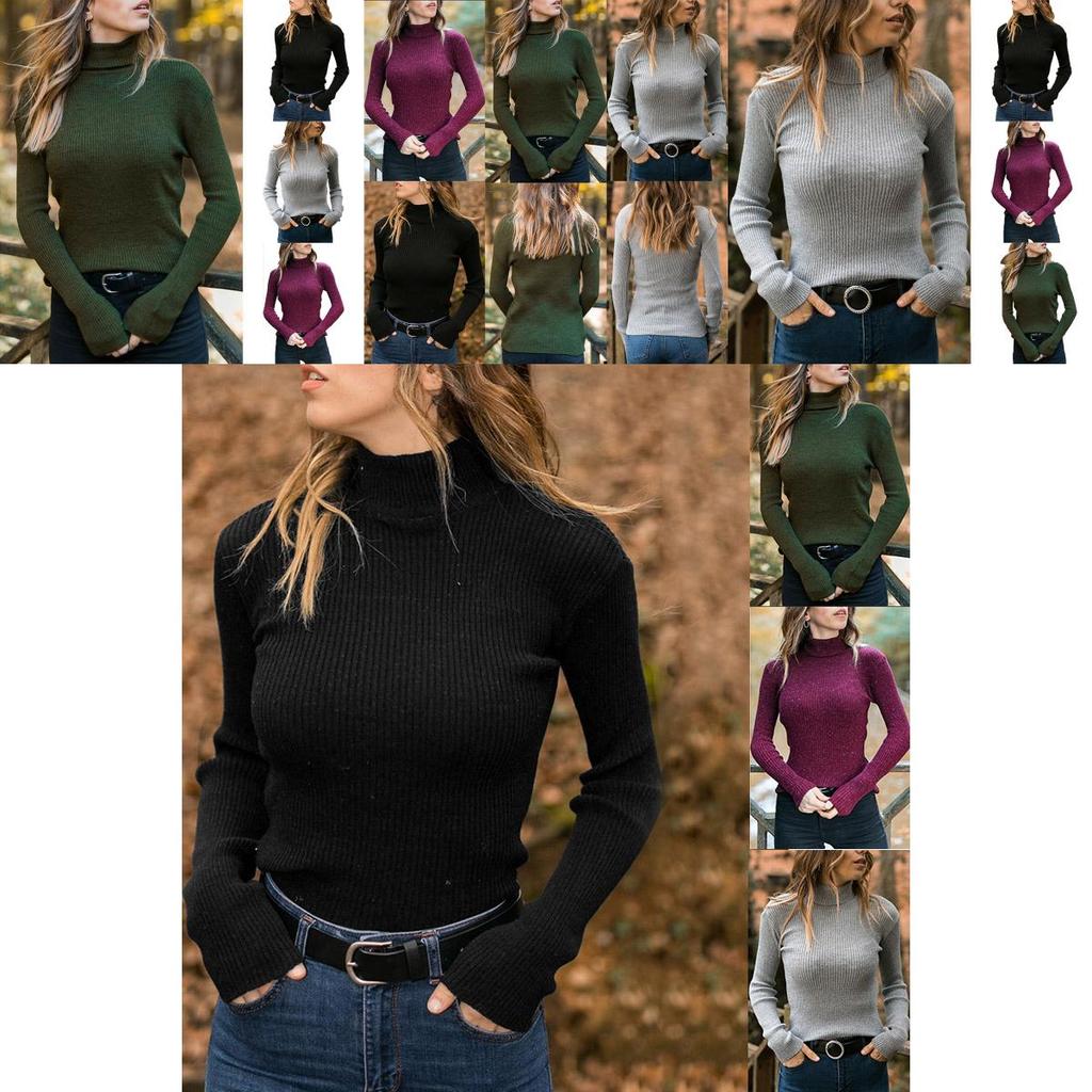 Women's Winter Turtleneck Sweater Casual Slim Fit Long Sleeve Warm Tops Blouse