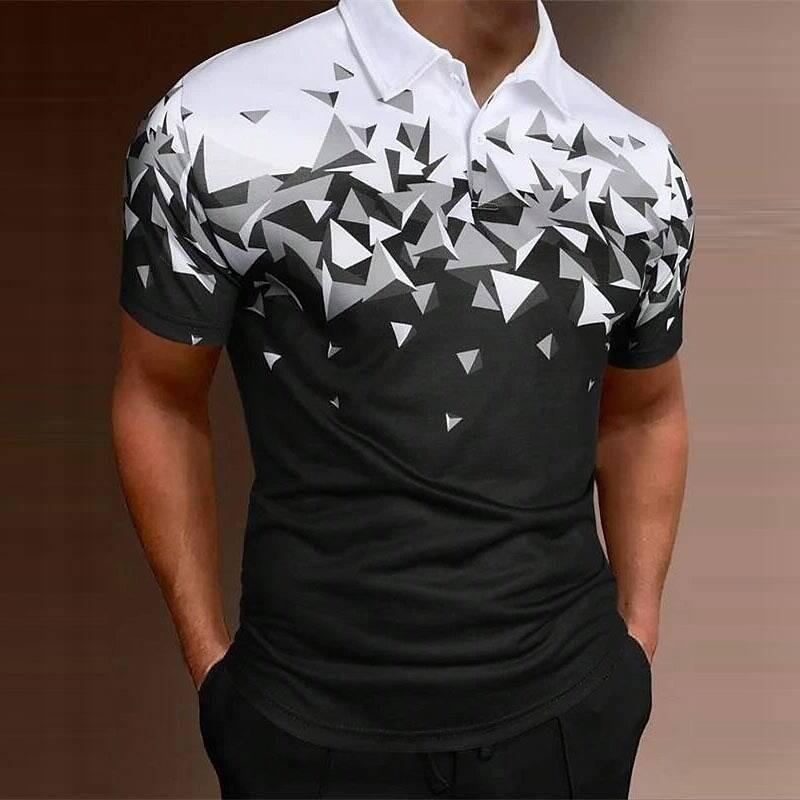Polo Button Polo Golf Shirt Pattern Print S
