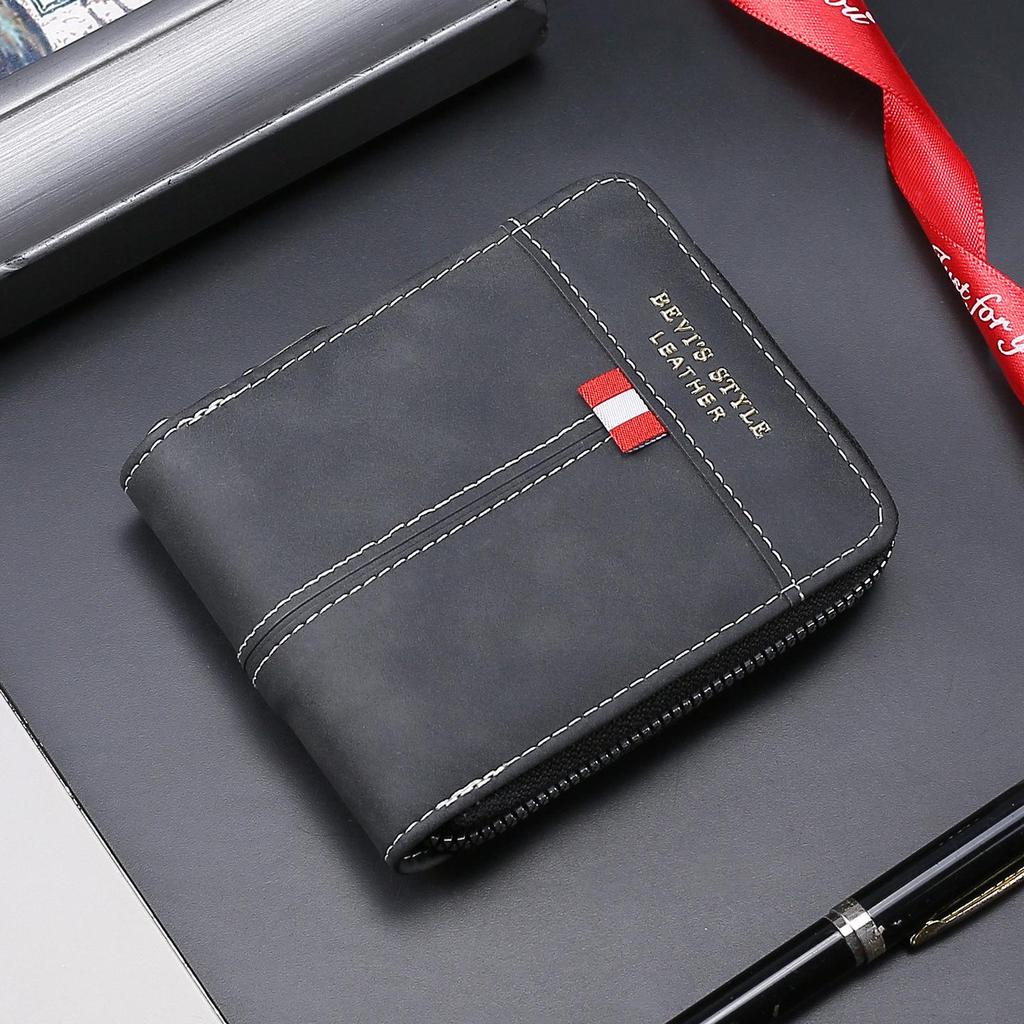 Men's Wear-resistant Vintage Zipper Wallet Clip - Casual Horizontal, Large Capacity