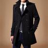 Men's Mid-Length Wool Coat: Autumn/Winter 2023 Thickened Windbreaker with Velvet Lining