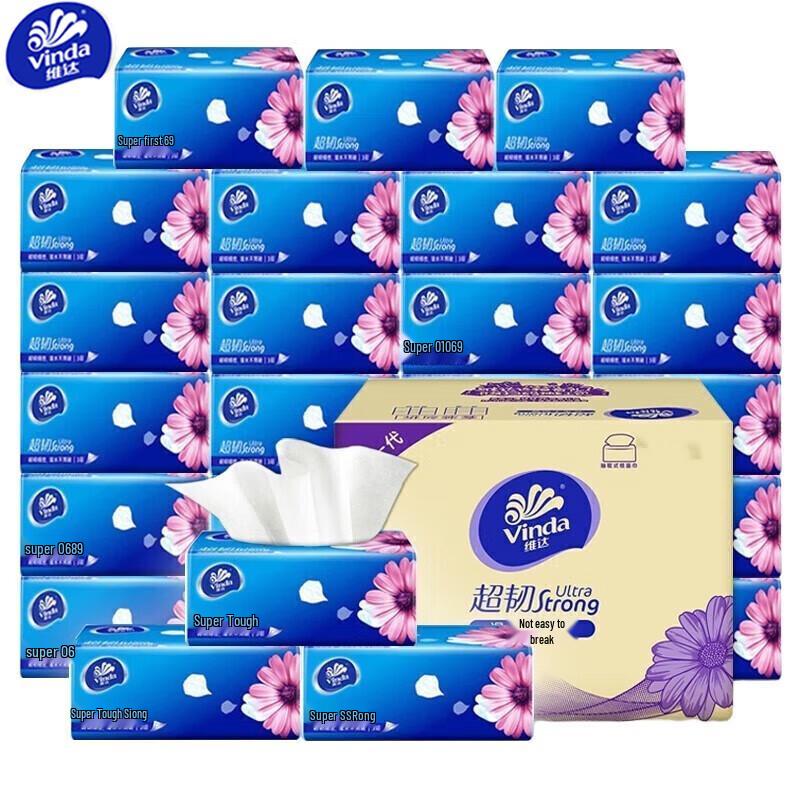 Vinda Wet Strength Facial Tissues - 72 Count Bulk Pack