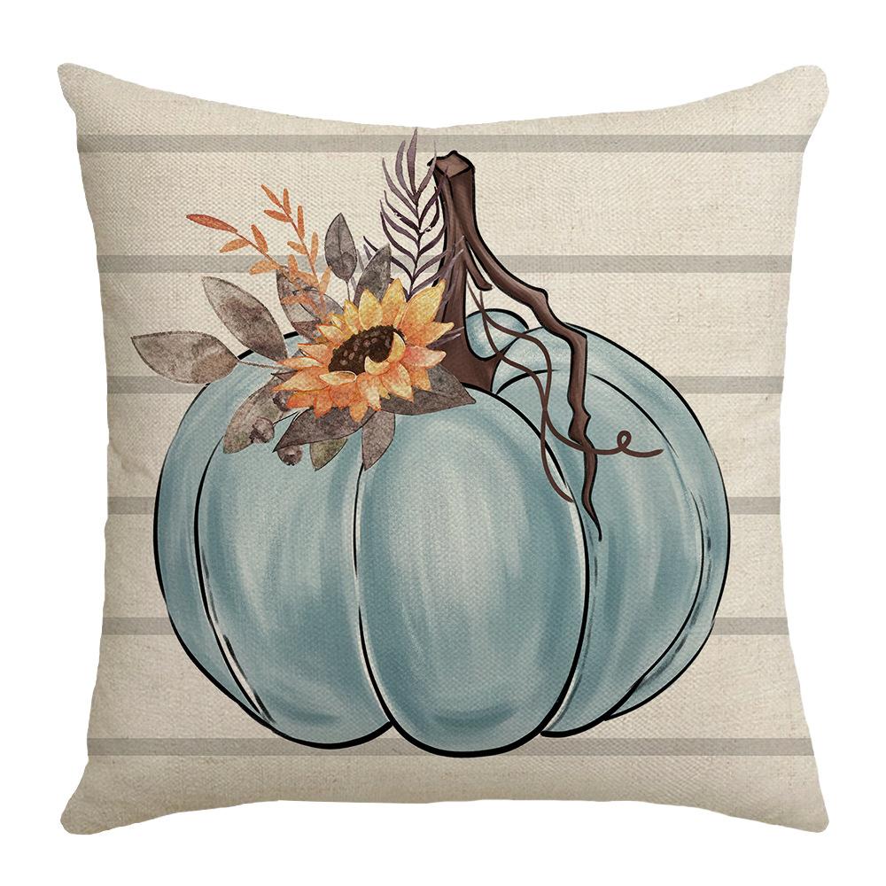 New Autumn and Winter Thanksgiving Pumpkin Color Block Letter Digital Print Decorative Pillow Cover Office Rest Pillow
