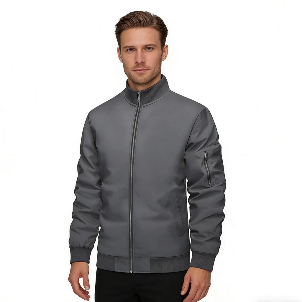 Men's Classic American Bomber Jacket! Baseball Collar with Utility Pockets, Loose-Fit Jacket, Multi-Color Windproof Versatile Top for Spring/Autumn