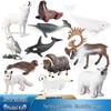 Children's Arctic Animal Model Set: Wolf, Beluga, Polar Bear, Seal, Ermine