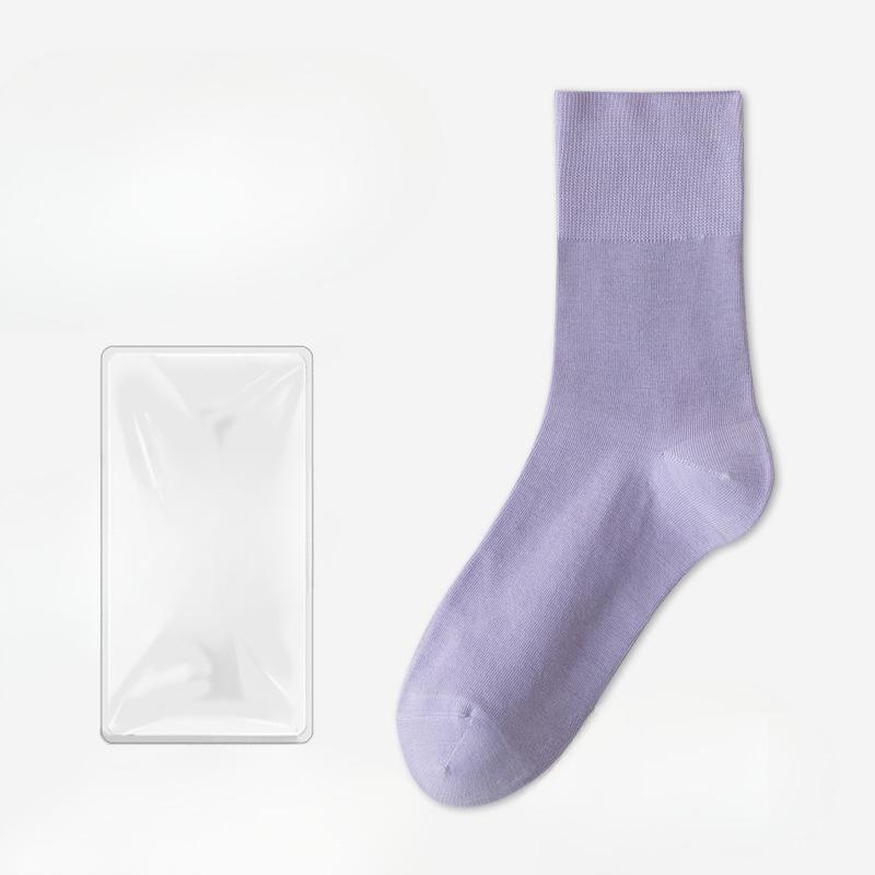 Female Summer Thin Leisure Pure Color Moon Son Boneless In The Tube Pile Pile Cotton Socks