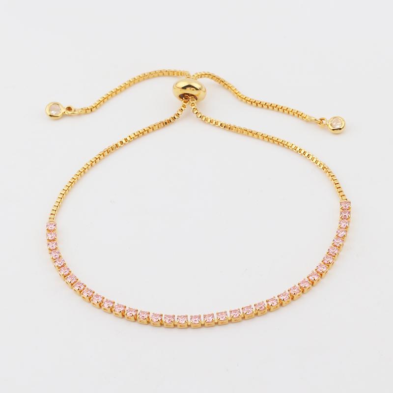 Rainbow Cubic Zirconia Tennis Bracelet Iced Out Chain Bracelets For Women Gold Color Adjustable Bracelet CZ Chain Homme Jewelry