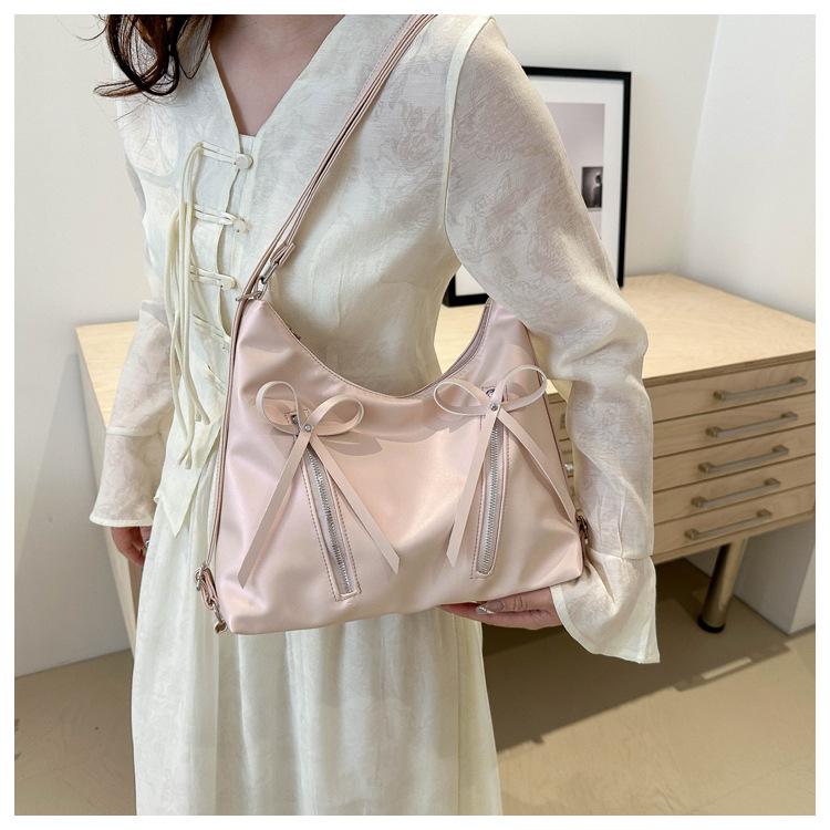 Korean Style Bowknot Faux Leather Tote Bag Versatile Women's Shoulder Handbag CLE