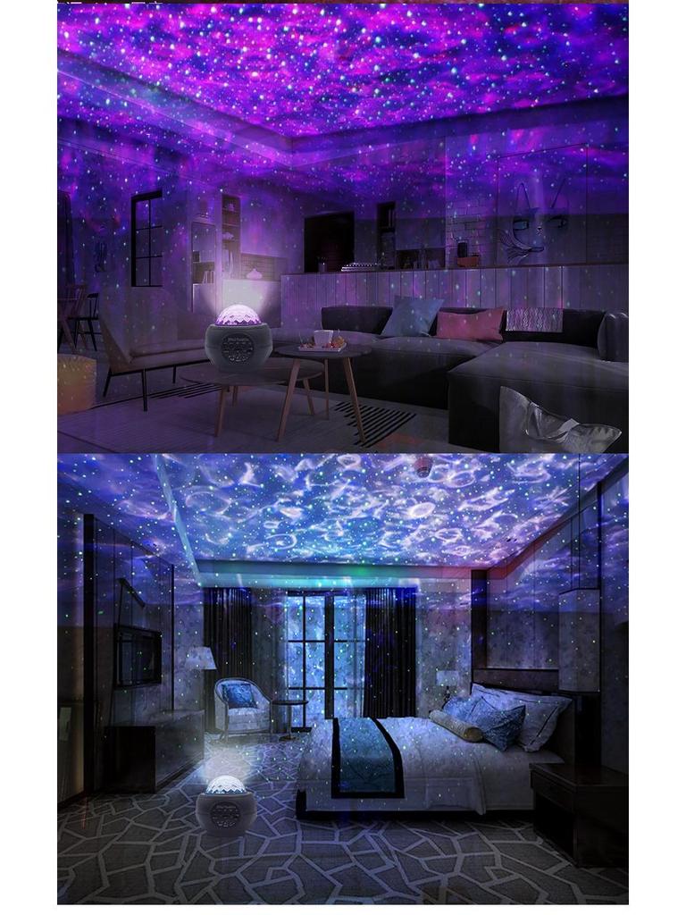 Bluetooth Starry Sky Projector: LED Water Wave, Laser Stars, Colorful Night Light, Creative Gift Lamp