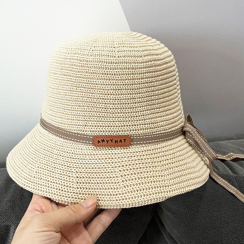 Hut Damen Frühling und Herbst Gesicht kleiner Eimerhut Schleife Beckenhut vielseitiger britischer Eimerhut Tide