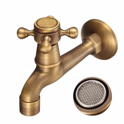 Antique Wall Mounted Brass Kitchen Bathroom Washing Machine Single Faucet Tap