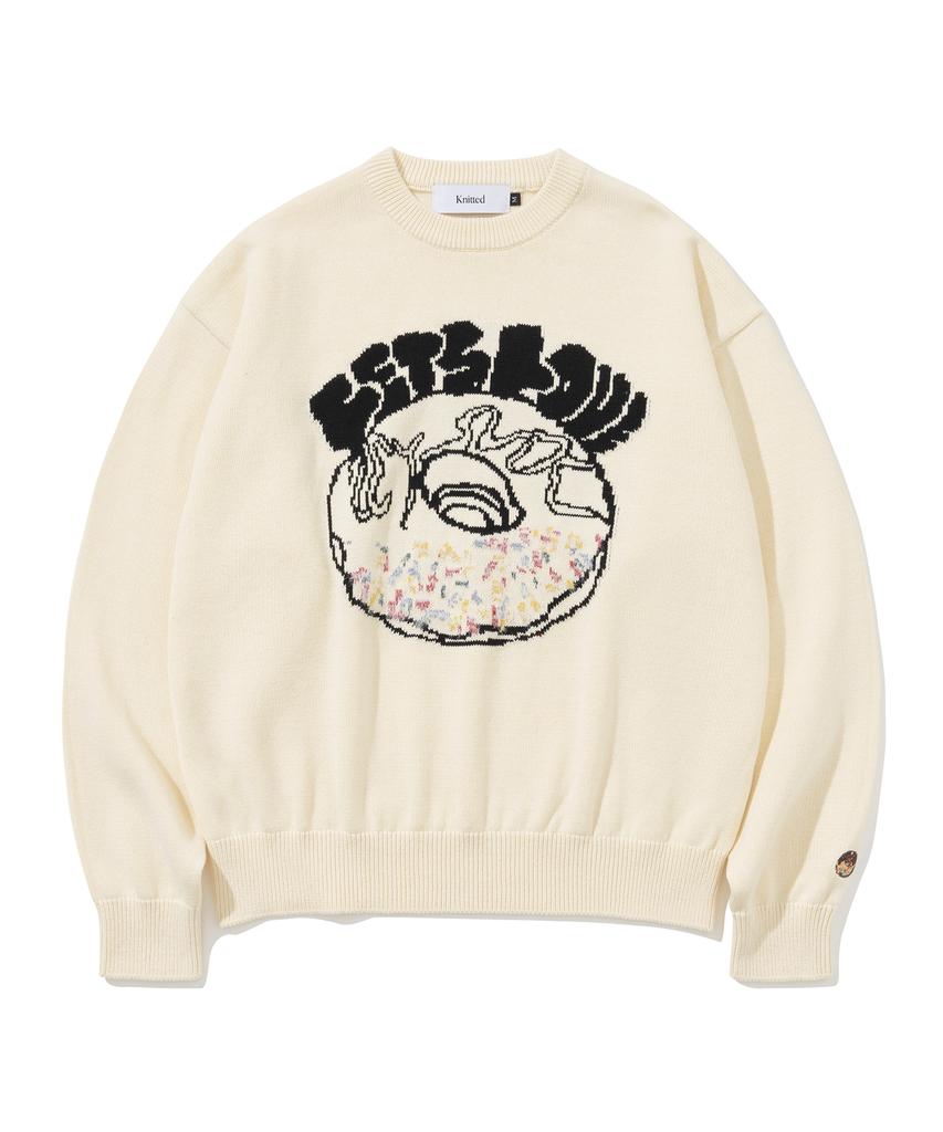 KNITTED Let'S Love Donut Round Knit Ivory