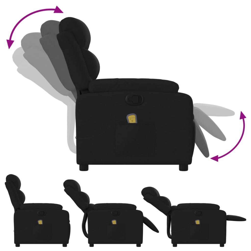 Massage Relax Chair Black Fabric