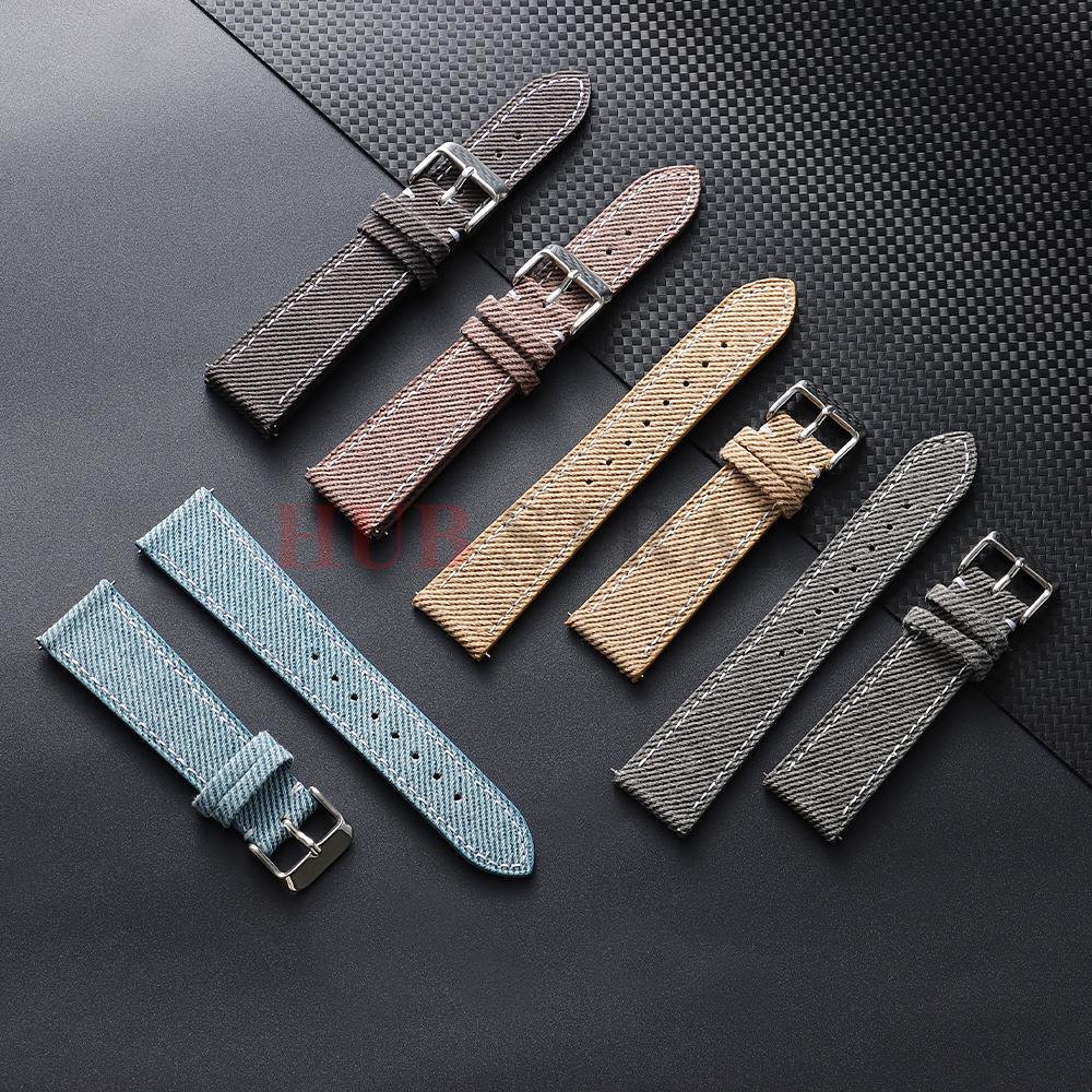 Nylon Leather Watch Band 18mm20mm 22mm Black Gray Brown Canvas Universal Soft Watchband Business for Men Women Watch Accessories