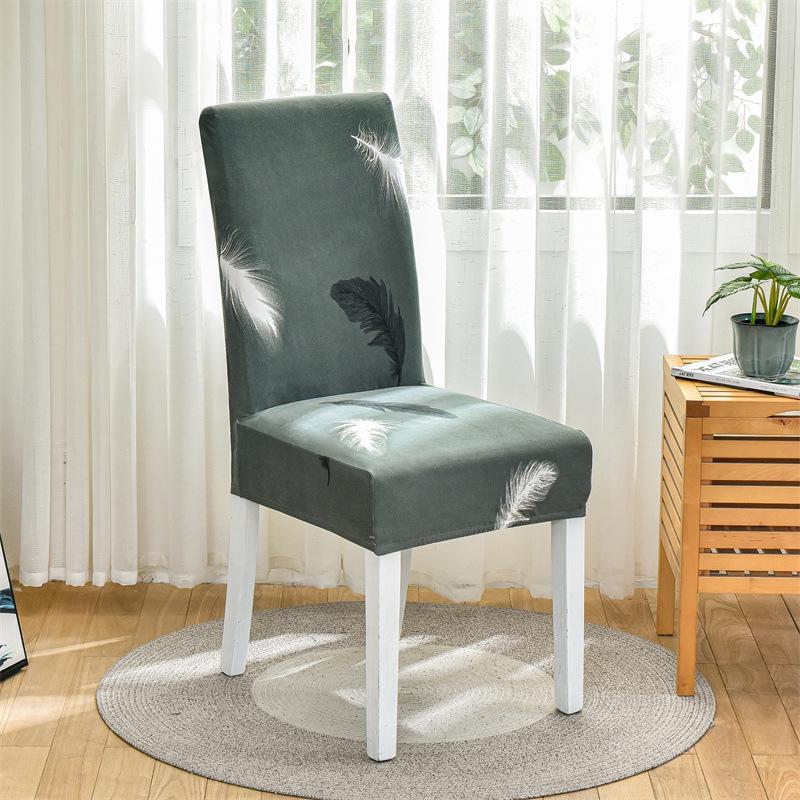 Elastic Printed Chair Cover Feather Pattern Stain-Resistant Durable Chair Cover Universal Study Living Room Dining Protector