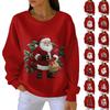 Женский свободный удобный повседневный и модный свитшот с круглым вырезом и рождественским узором, с длинными рукавами