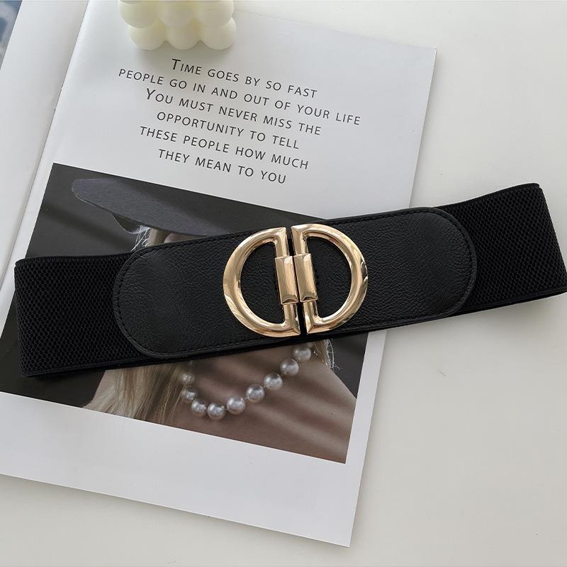 Versatile Black Elastic Wide Waist Belt For Women Enhancing Dress Styles With Features Slimming