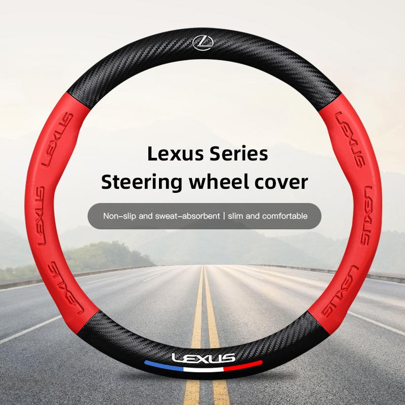 

38cm Car Carbon Fiber Steering Wheel Cover For Lexus IS250 RX330 Ct200h ES300h RX350 Car Interior Non-slip Steering Wheel Covers